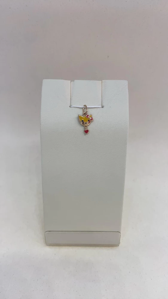 Подвес с эмалью из красного золота 585 пробы