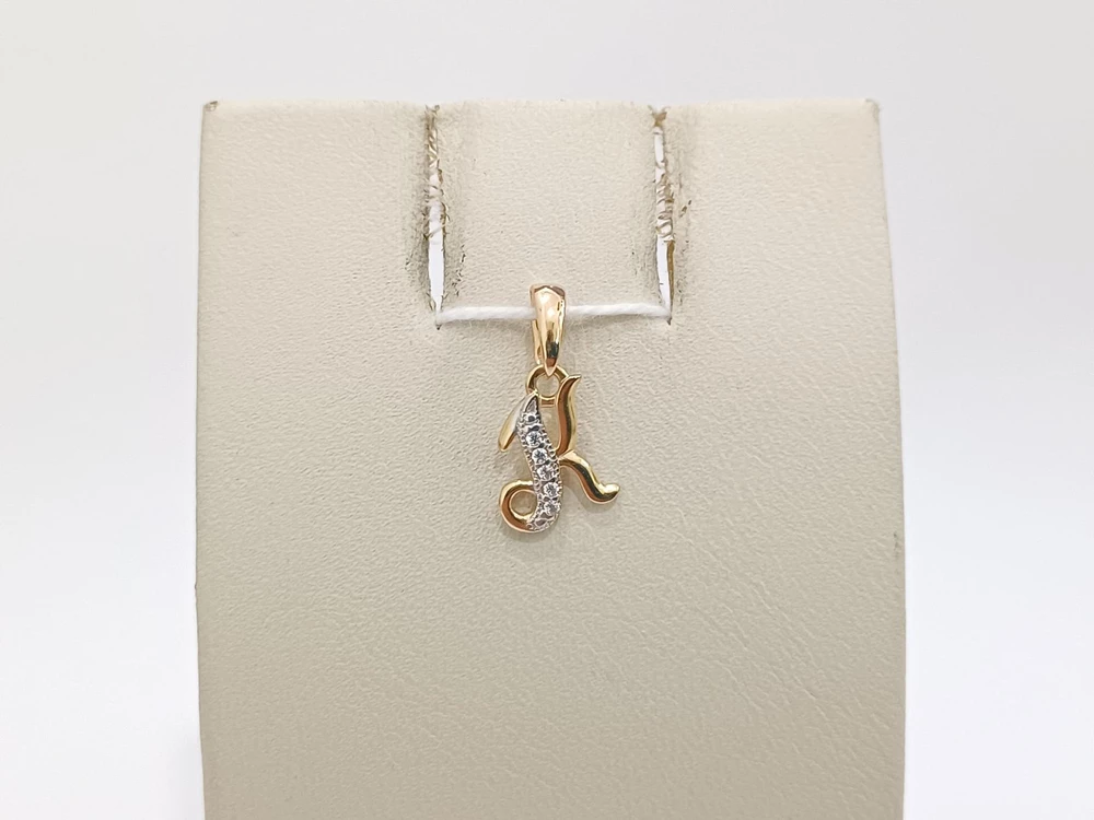 Подвес с фианитом из красного золота 585 пробы