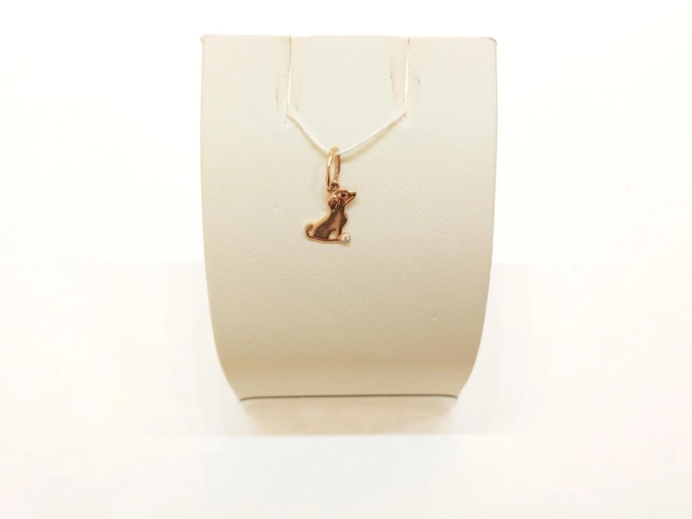 Подвес с фианитом из красного золота 585 пробы