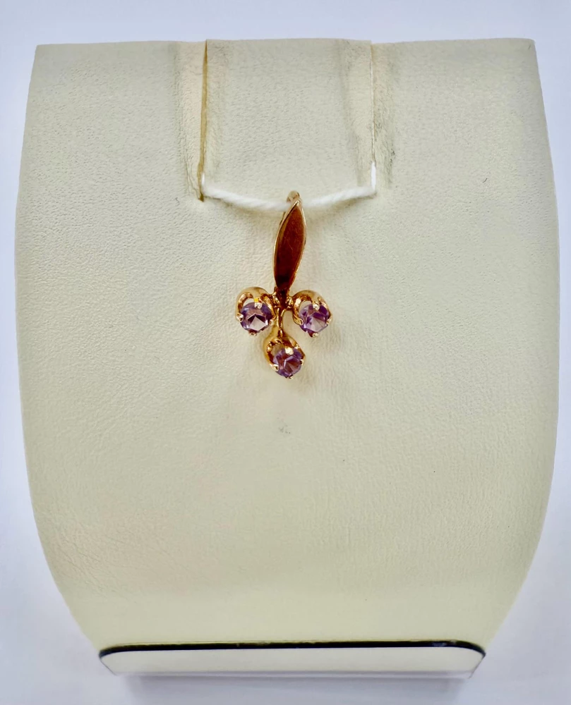 Подвес с фианитом из красного золота 583 пробы