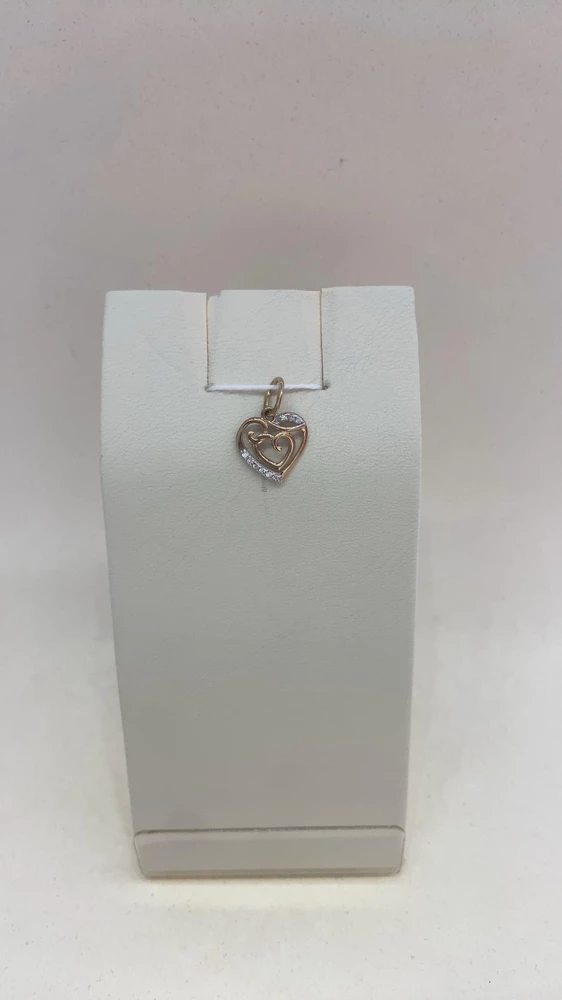 Подвес с фианитом из красного золота 585 пробы