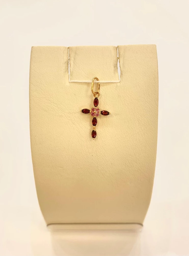 Подвес с гранатом из красного золота 585 пробы