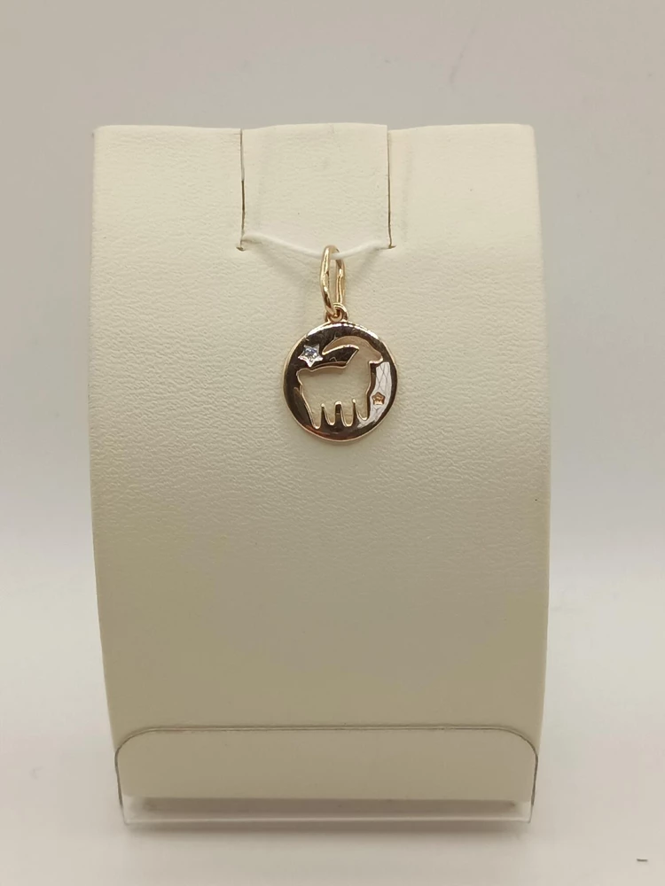 Подвес с фианитом из красного золота 585 пробы