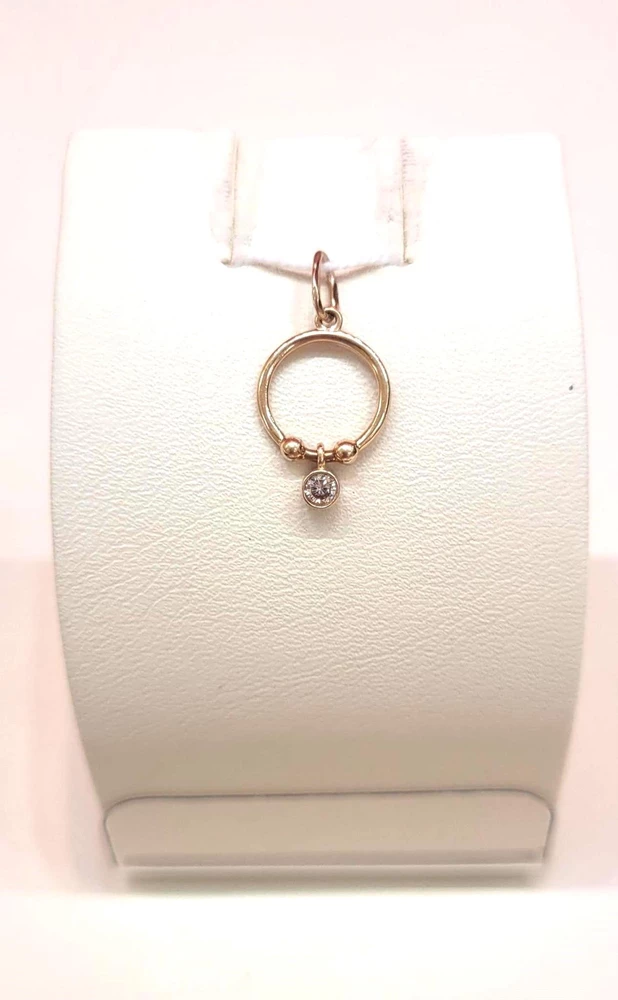 Подвес с фианитом из красного золота 585 пробы