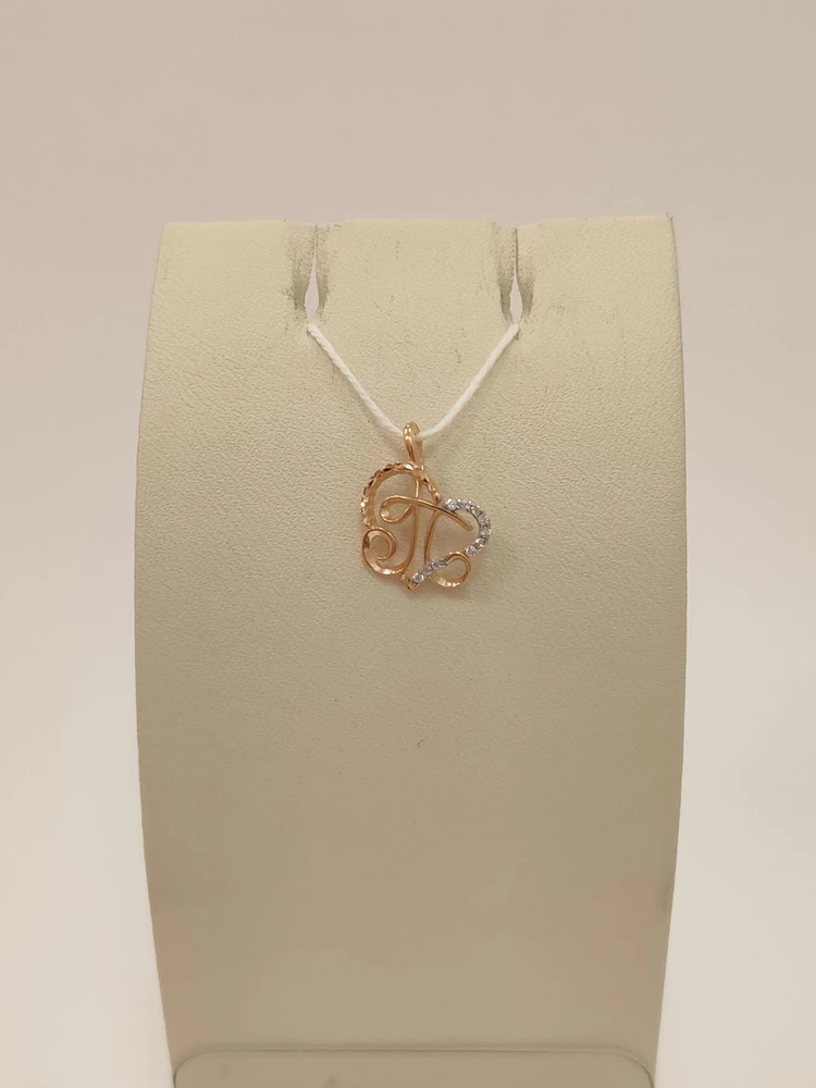 Подвес с фианитом из красного золота 585 пробы