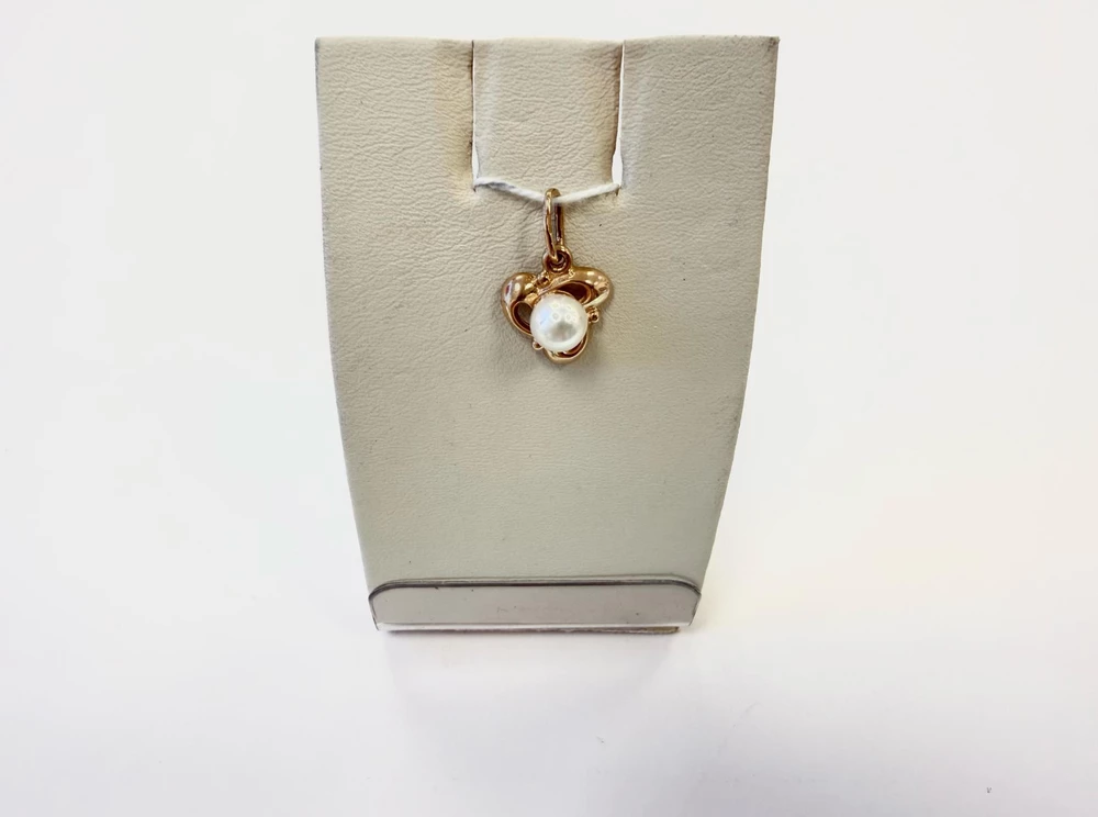 Подвес с культивированным жемчугом из красного золота 585 пробы