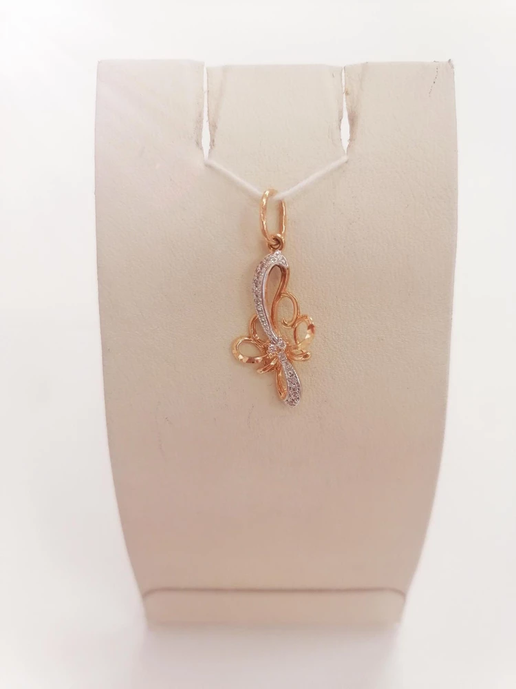 Подвес с фианитом из красного золота 585 пробы