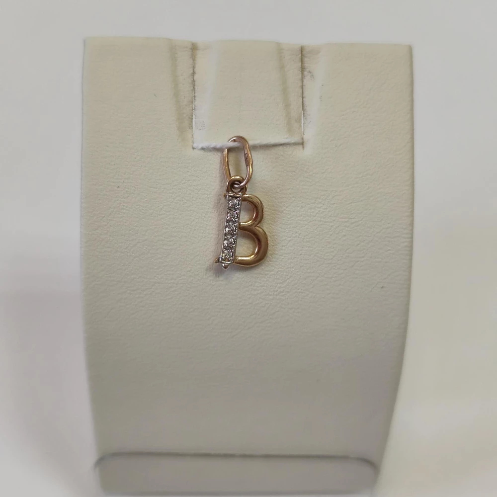 Подвес с фианитом из красного золота 585 пробы