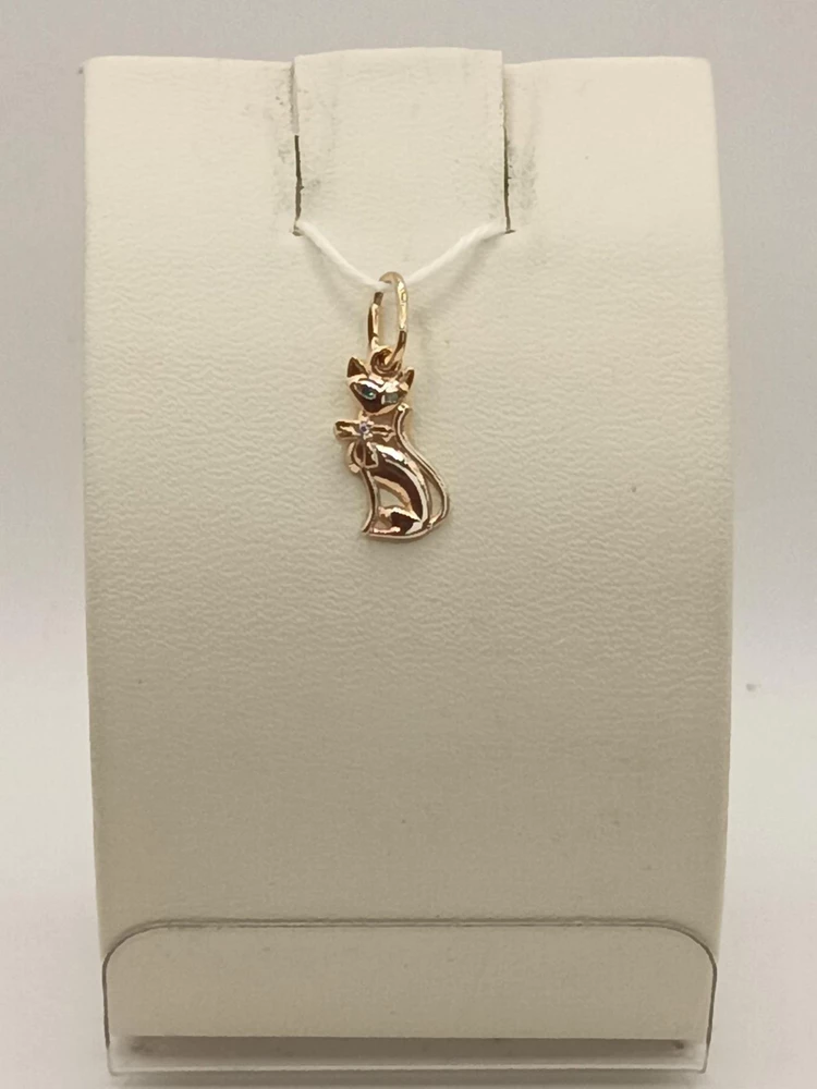 Подвес с фианитом из красного золота 585 пробы