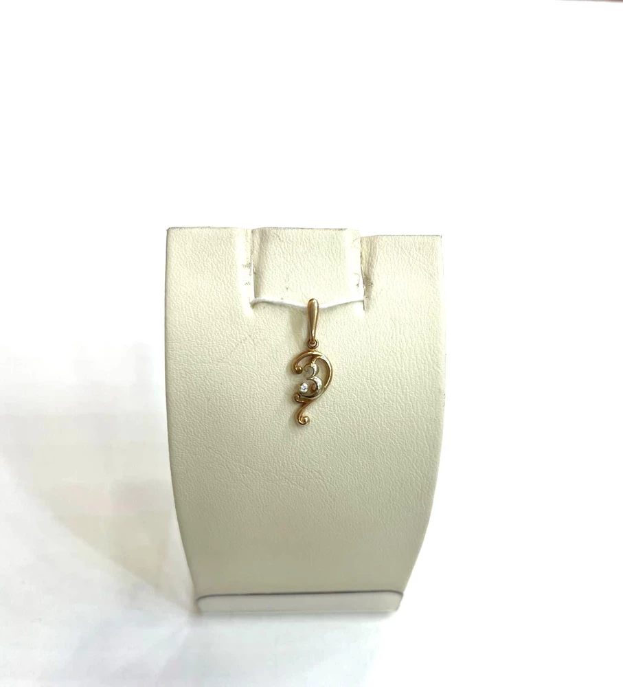 Подвес с фианитом из красного золота 585 пробы