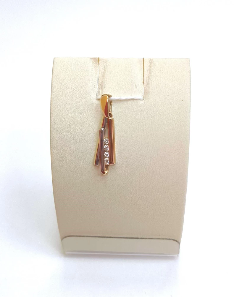 Подвес с фианитом из красного золота 585 пробы