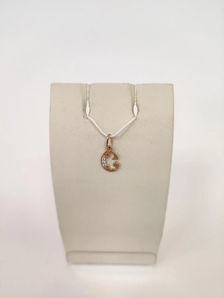 Подвес с фианитом из красного золота 585 пробы