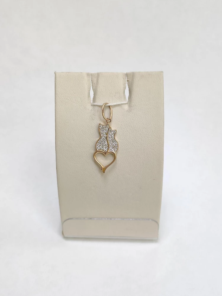 Подвес с фианитом из красного золота 585 пробы