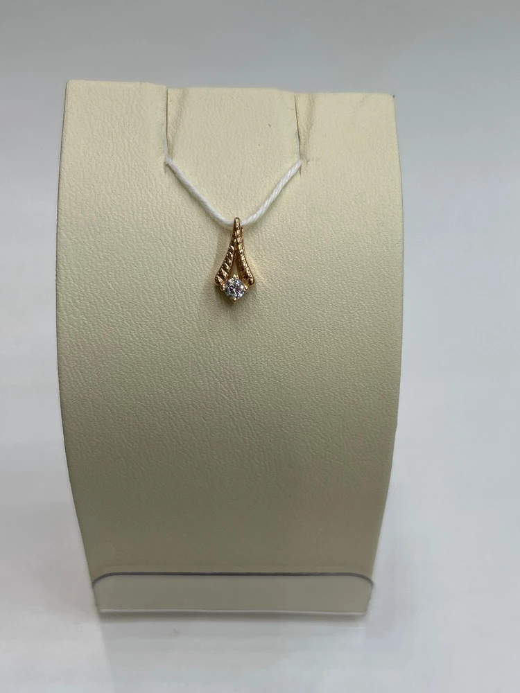 Подвес с фианитом из красного золота 585 пробы