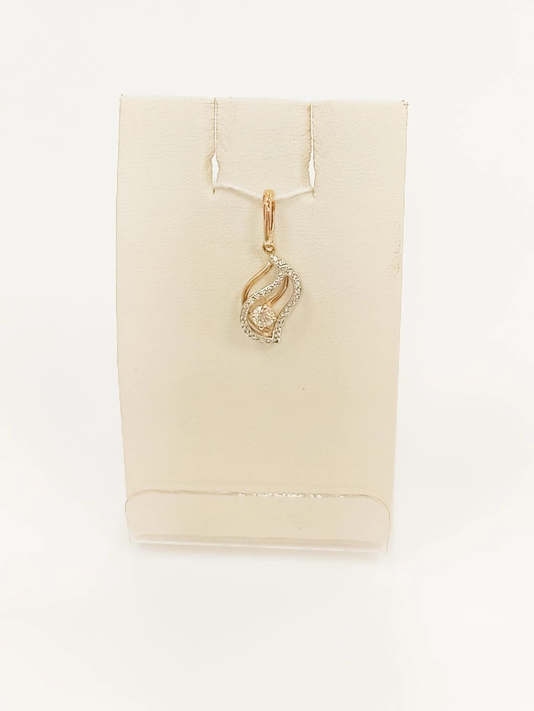 Подвес с фианитом из красного золота 585 пробы