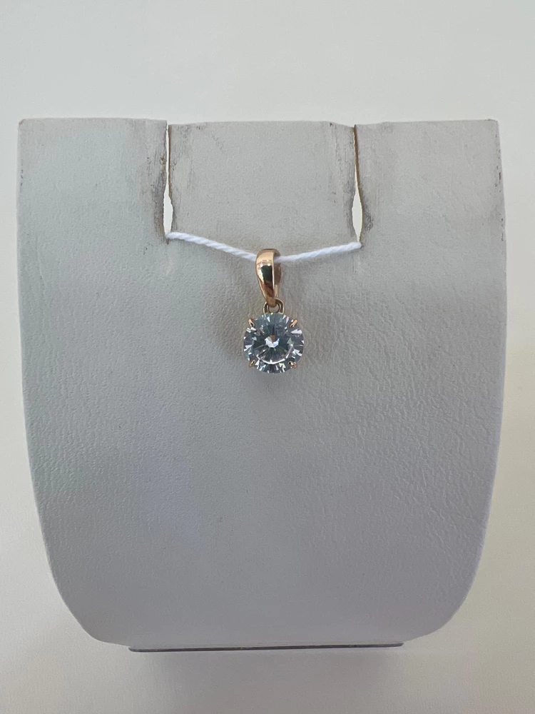 Подвес с фианитом из красного золота 585 пробы