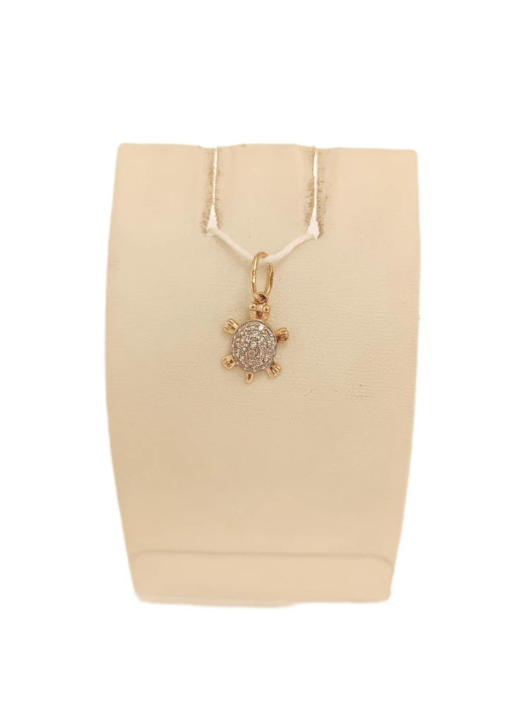 Подвес с фианитом из красного золота 585 пробы