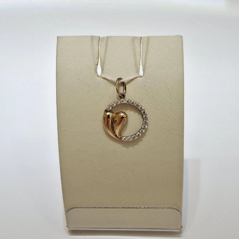 Подвес с фианитом из красного золота 585 пробы