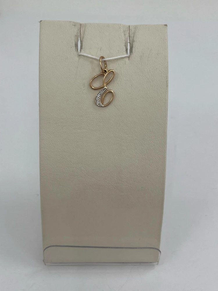 Подвес с фианитом из красного золота 585 пробы