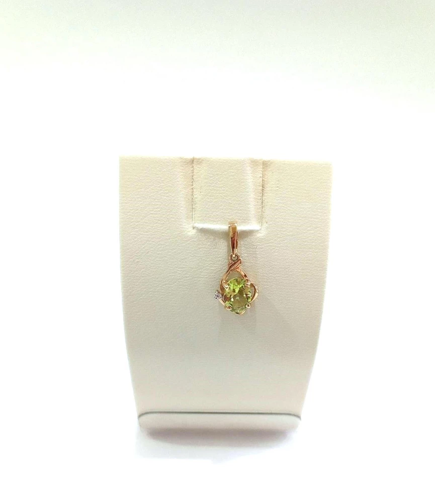 Подвес с хризолитом из красного золота 585 пробы