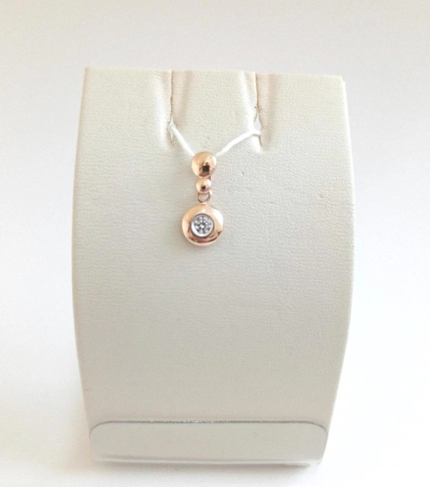 Подвес с фианитом из красного золота 585 пробы