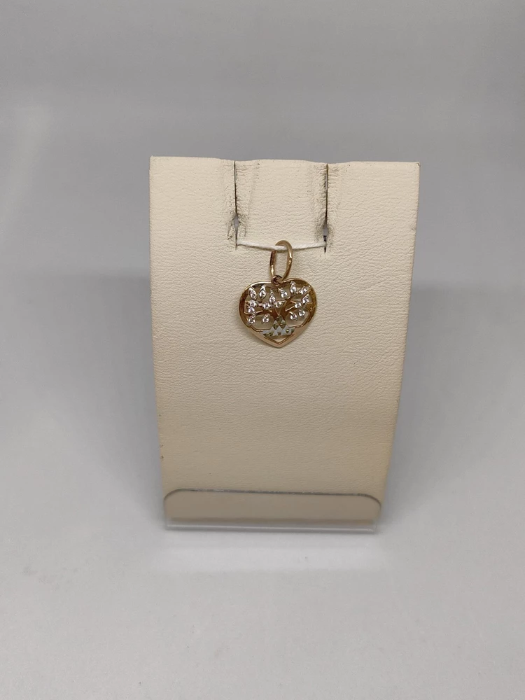 Подвес с фианитом из красного золота 585 пробы