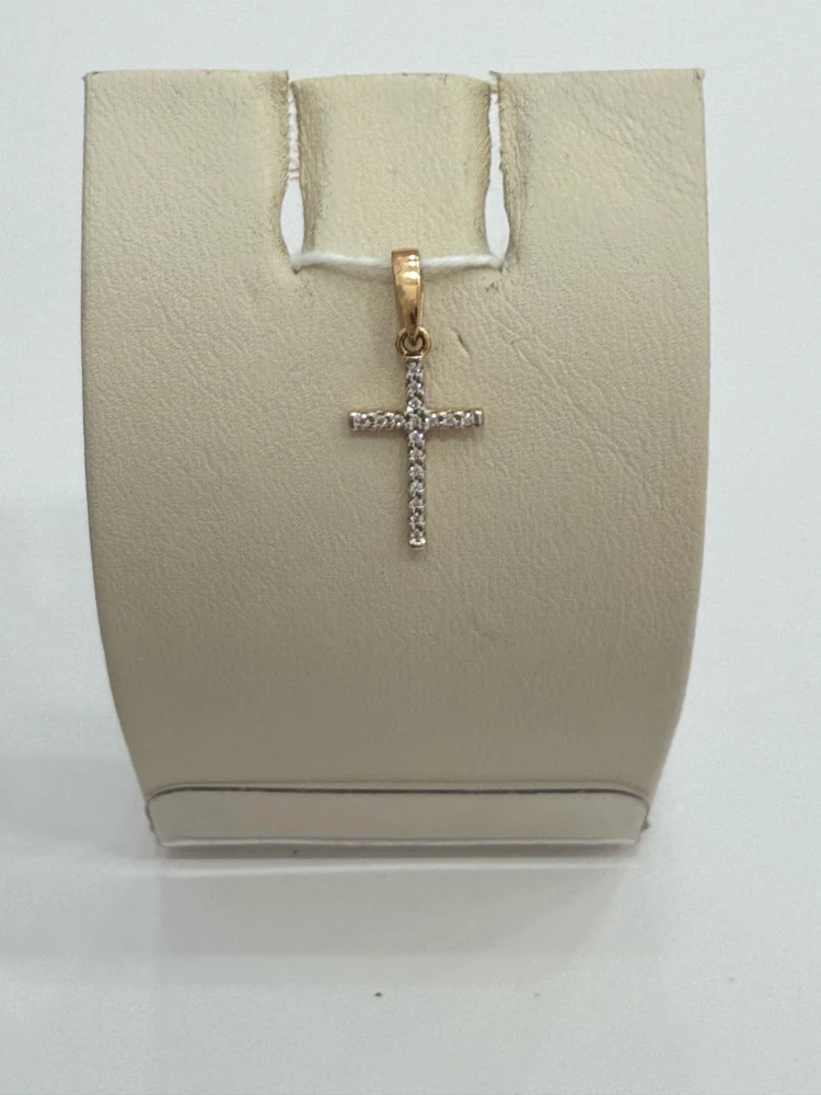 Подвес с фианитом из красного золота 585 пробы