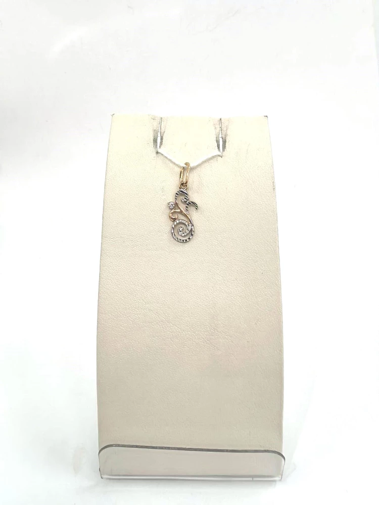 Подвес с фианитом из красного золота 585 пробы