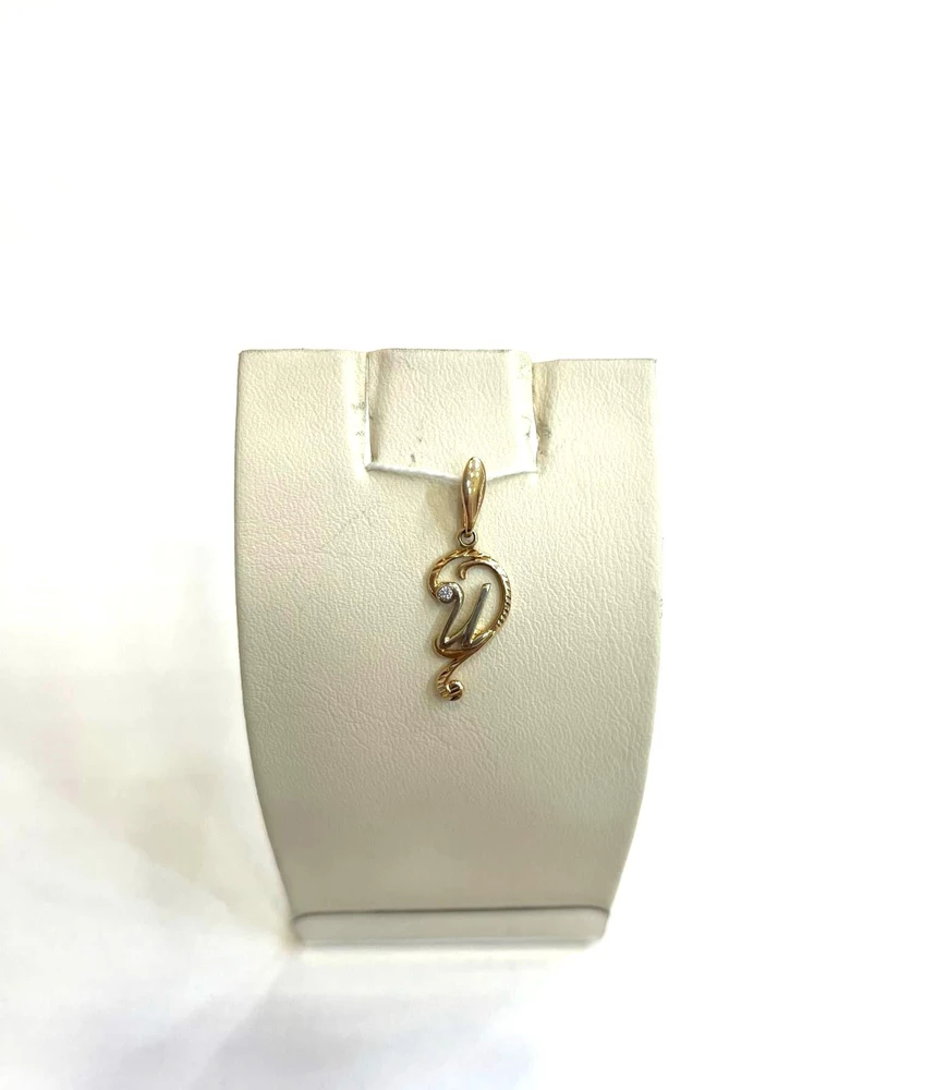 Подвес с фианитом из красного золота 585 пробы