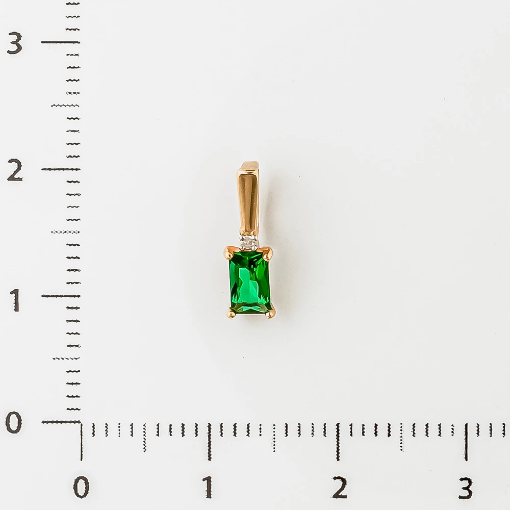 Подвес с изумрудом синтетическим из красного золота 585 пробы