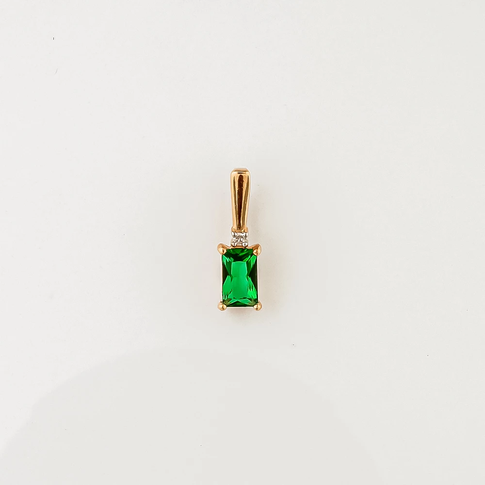 Подвес с изумрудом синтетическим из красного золота 585 пробы