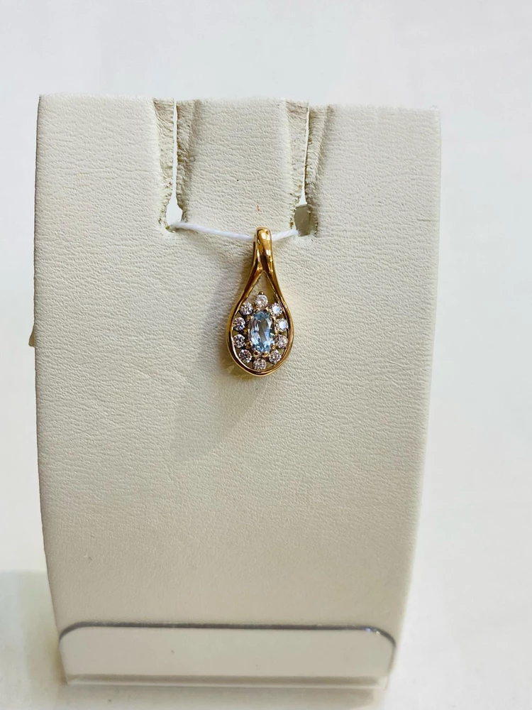 Подвес с топазом из красного золота 375 пробы