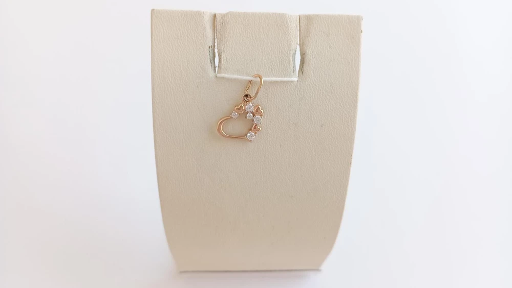 Подвес с фианитом из красного золота 585 пробы