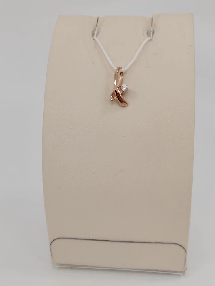 Подвес с фианитом из красного золота 585 пробы