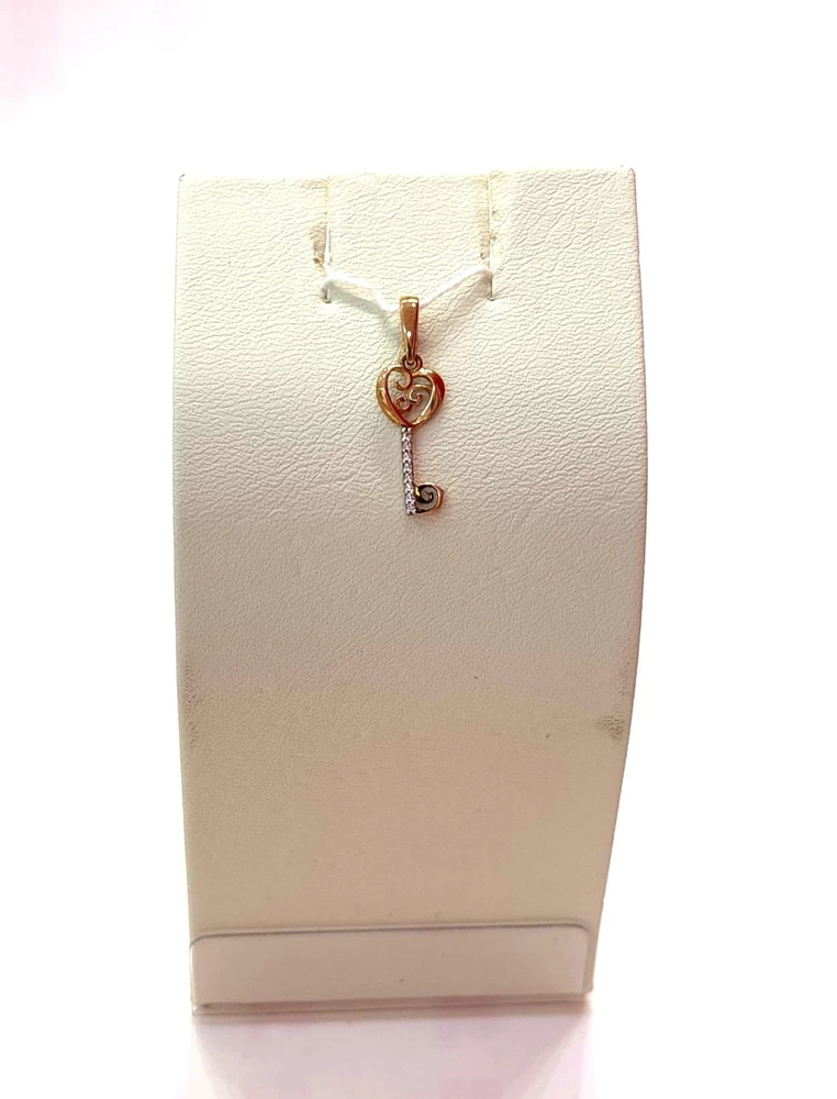 Подвес с фианитом из красного золота 585 пробы