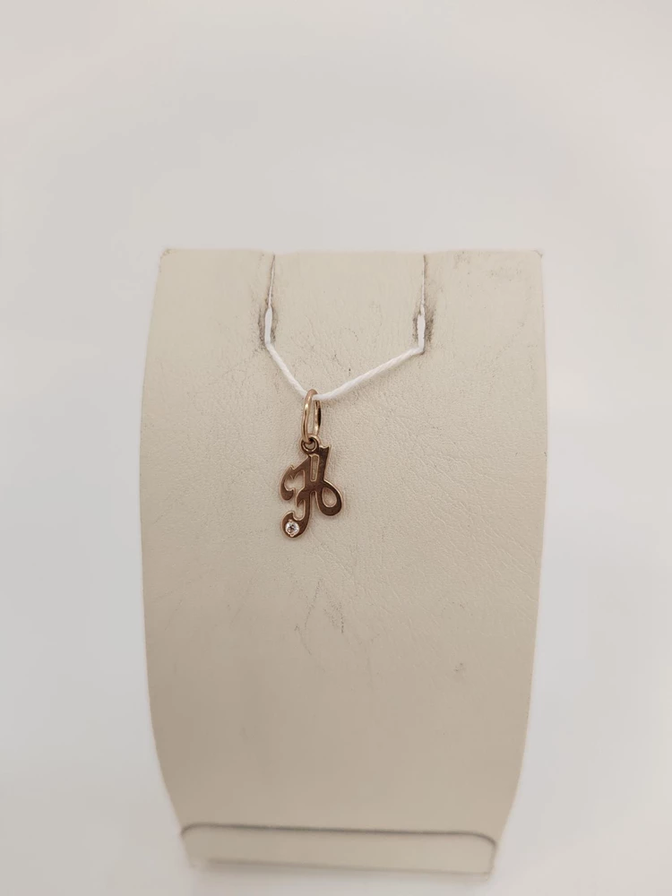 Подвес с фианитом из красного золота 585 пробы