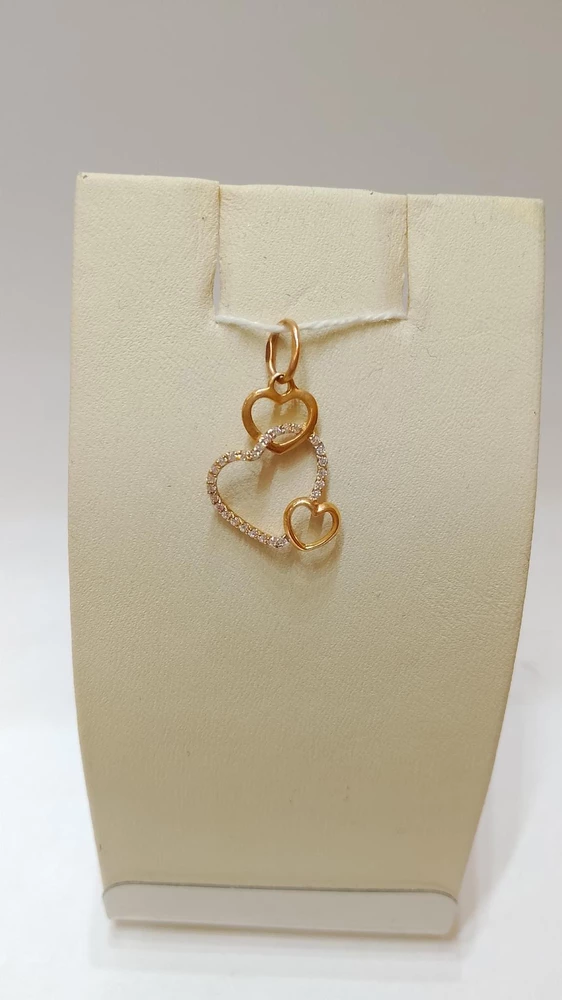 Подвес с фианитом из красного золота 585 пробы