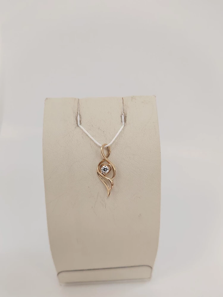 Подвес с фианитом из красного золота 585 пробы