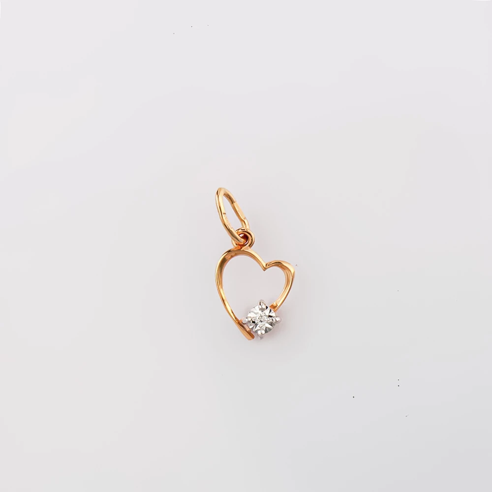 Подвес с бриллиантом из красного золота 585 пробы