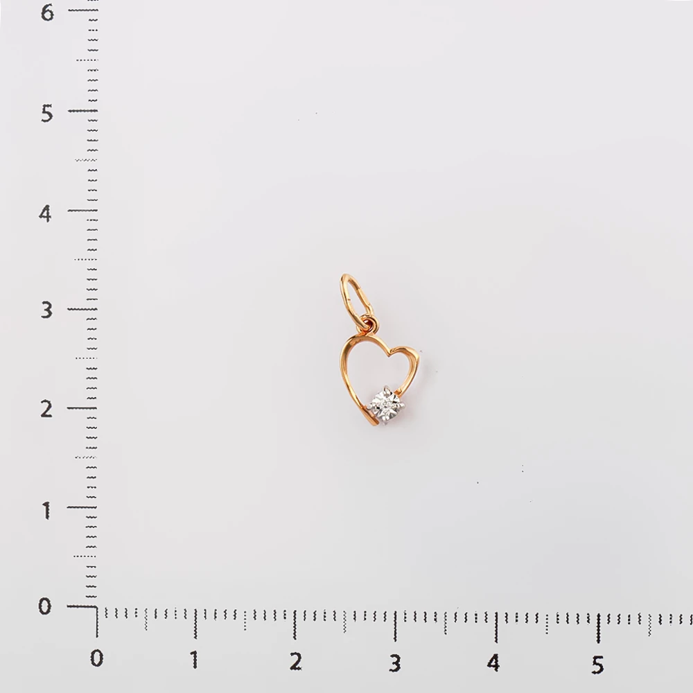 Подвес с бриллиантом из красного золота 585 пробы