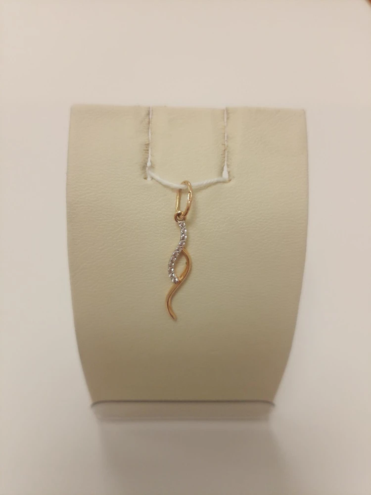 Подвес с фианитом из красного золота 585 пробы