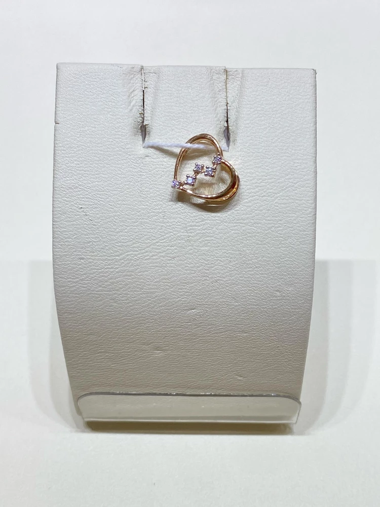 Подвес с фианитом из красного золота 585 пробы