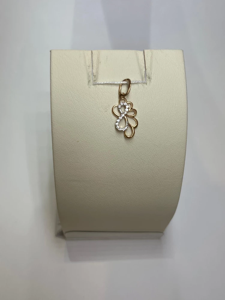 Подвес с фианитом из красного золота 585 пробы