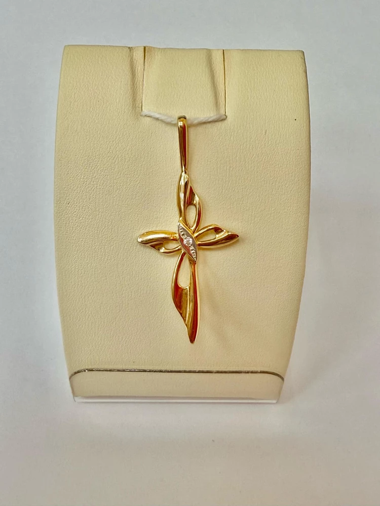 Подвес с фианитом из красного золота 585 пробы