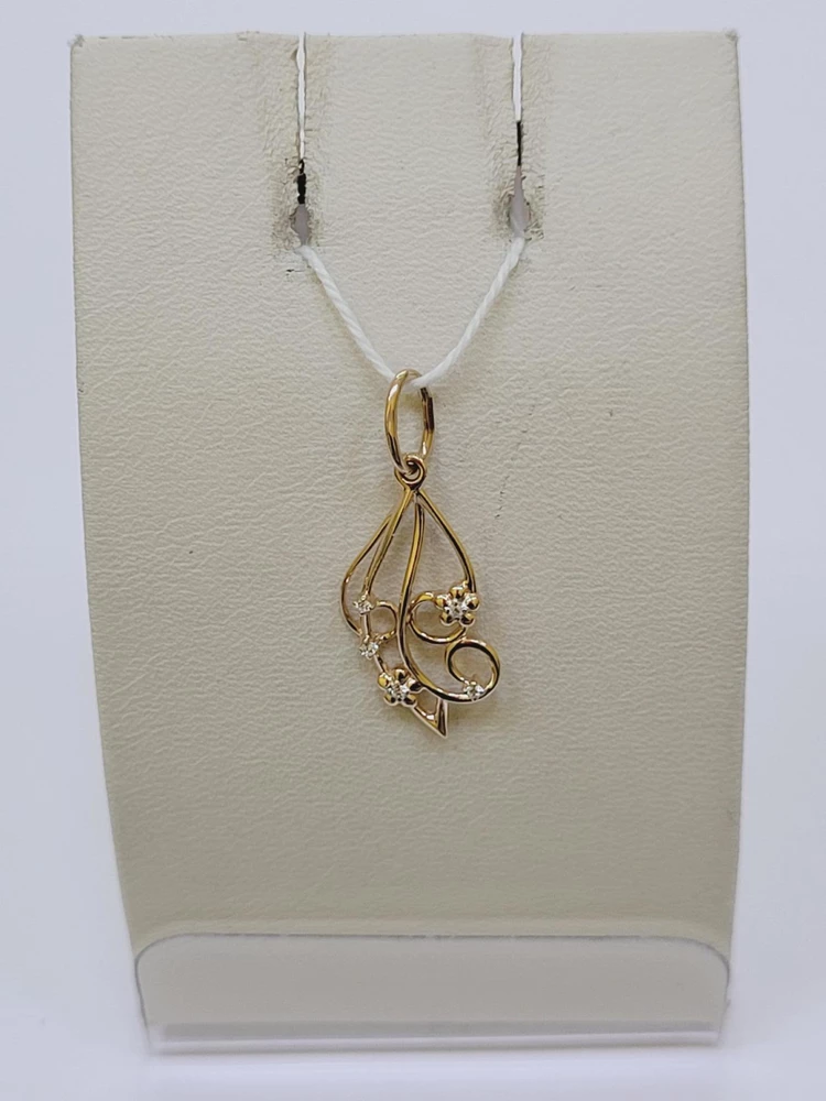 Подвес с фианитом из красного золота 585 пробы