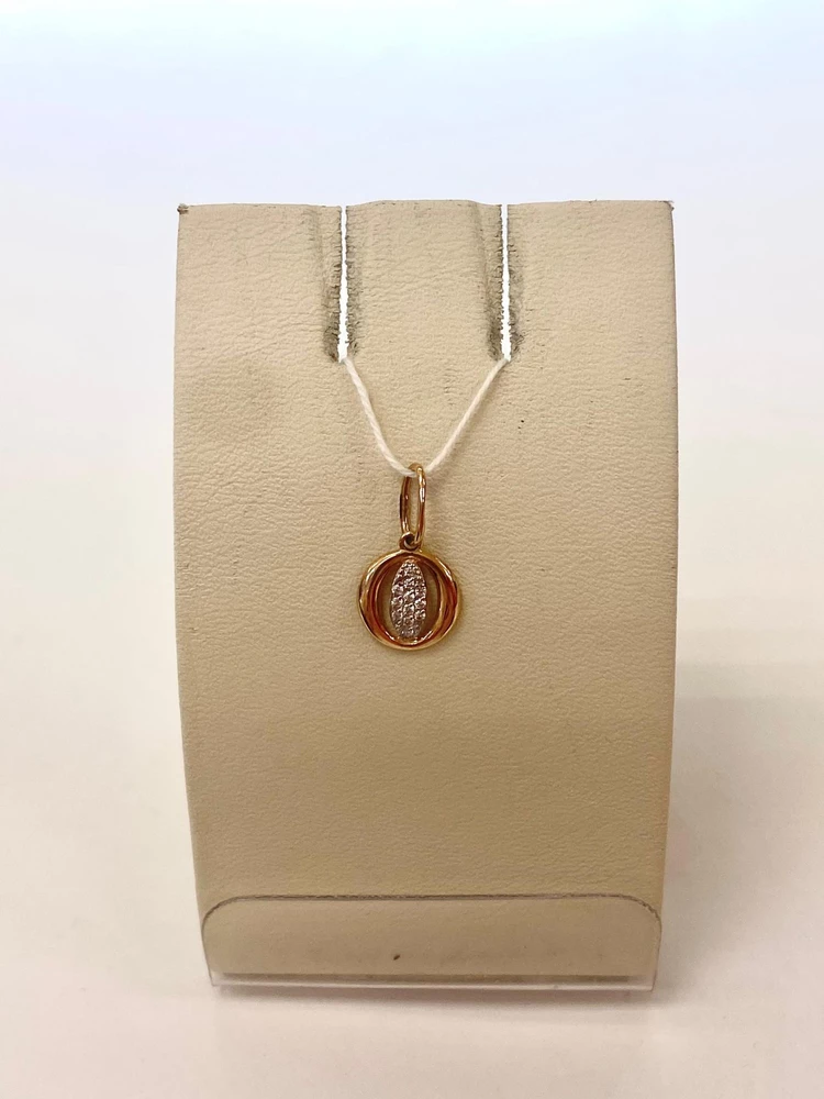 Подвес с фианитом из красного золота 585 пробы