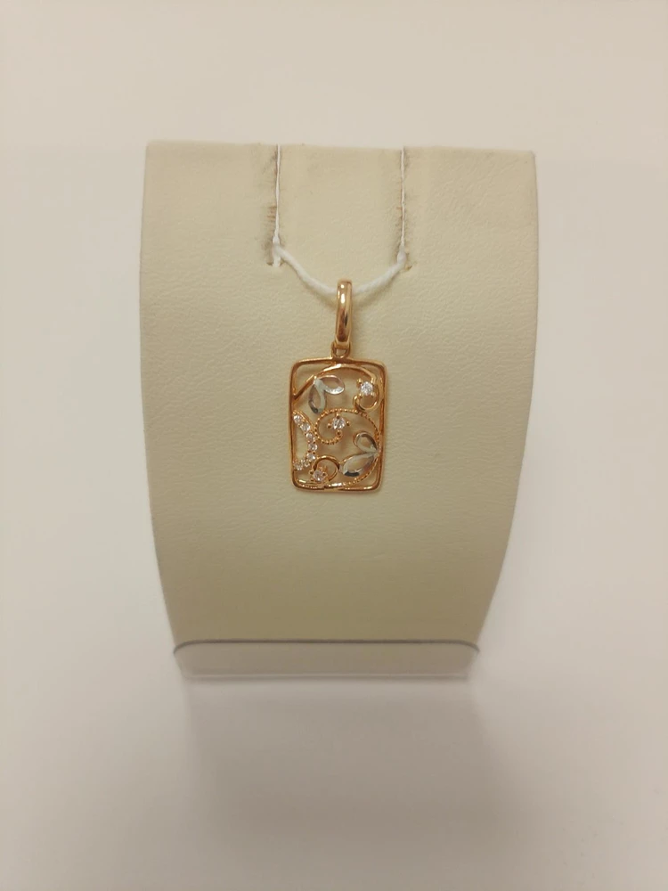 Подвес с фианитом из красного золота 585 пробы