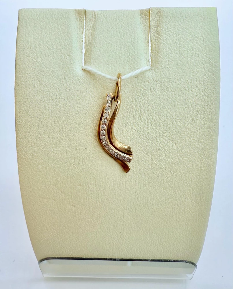 Подвес с фианитом из красного золота 585 пробы