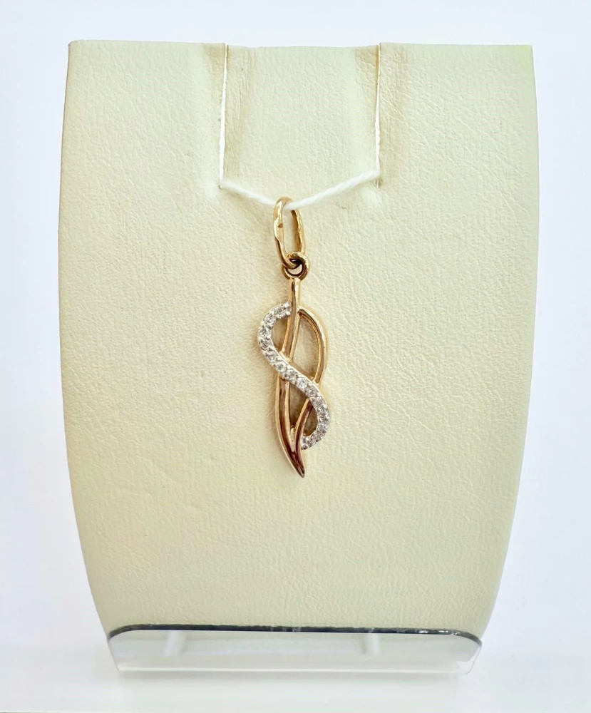 Подвес с фианитом из красного золота 585 пробы