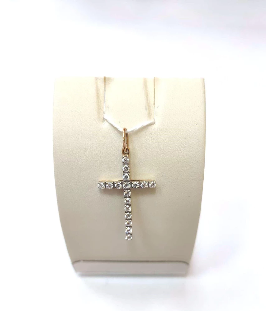 Подвес с фианитом из красного золота 585 пробы